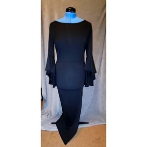 VF Show Trumpet Sleeve Body Con Maxi Dress